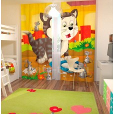 Фотошторы для детской комнаты с эффектом объемного рисунка 3D Котёнок 155*270см